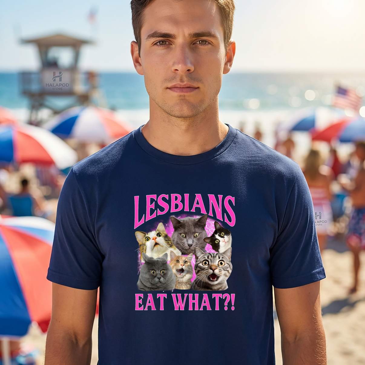 Lesbians Eat What Gay Pride TShirt Funny Cat LGBTQ Pun Bootleg Graphic Mens