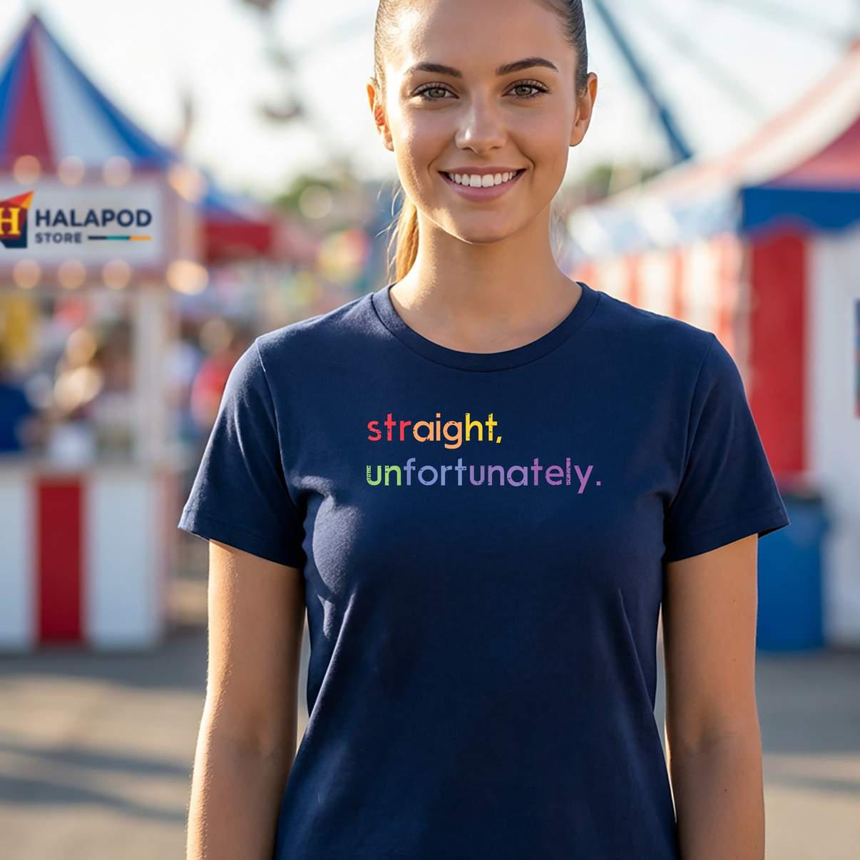 LGBT Ally Straight Gay TShirt Unfortunately Rainbow Pride Funny Graphic Womens