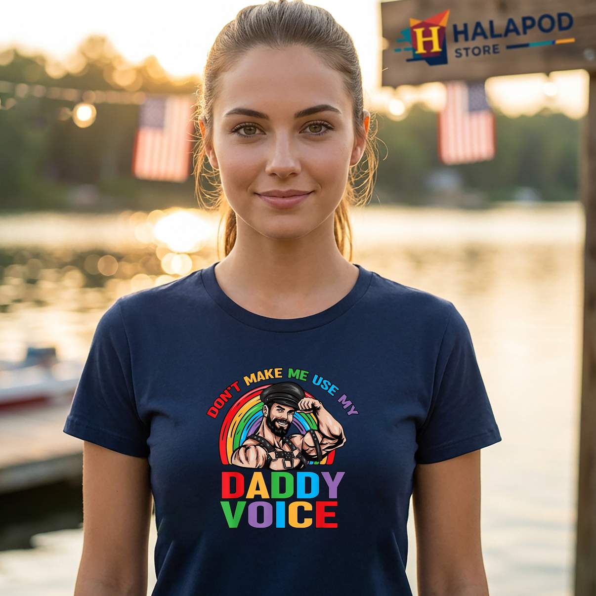 LGBT Gay Pride Month Daddy T-Shirt Dont Make Me Use My Voice Graphic For Womens