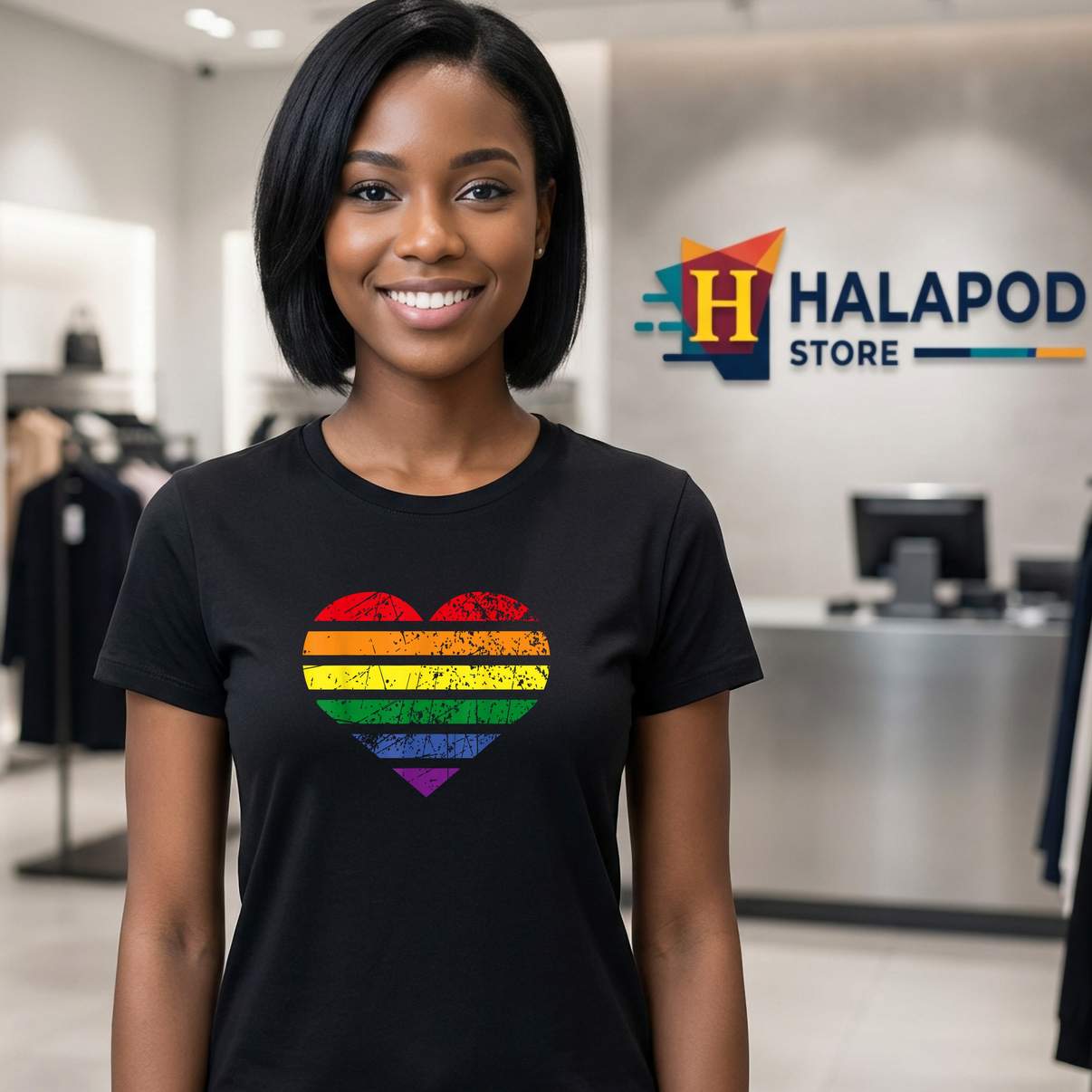 LGBT Rainbow Heart Love T-Shirt Couple Pride Month Valentines Day Graphic Mens
