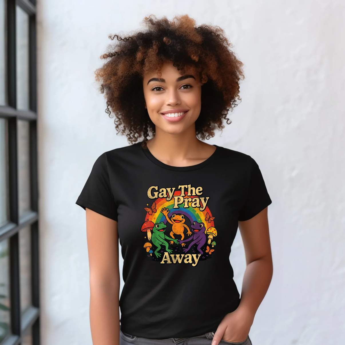 LGBTQ Rainbow Flag Funny T-Shirt Frogs Lover Gay The Pray Away Graphic For Mens