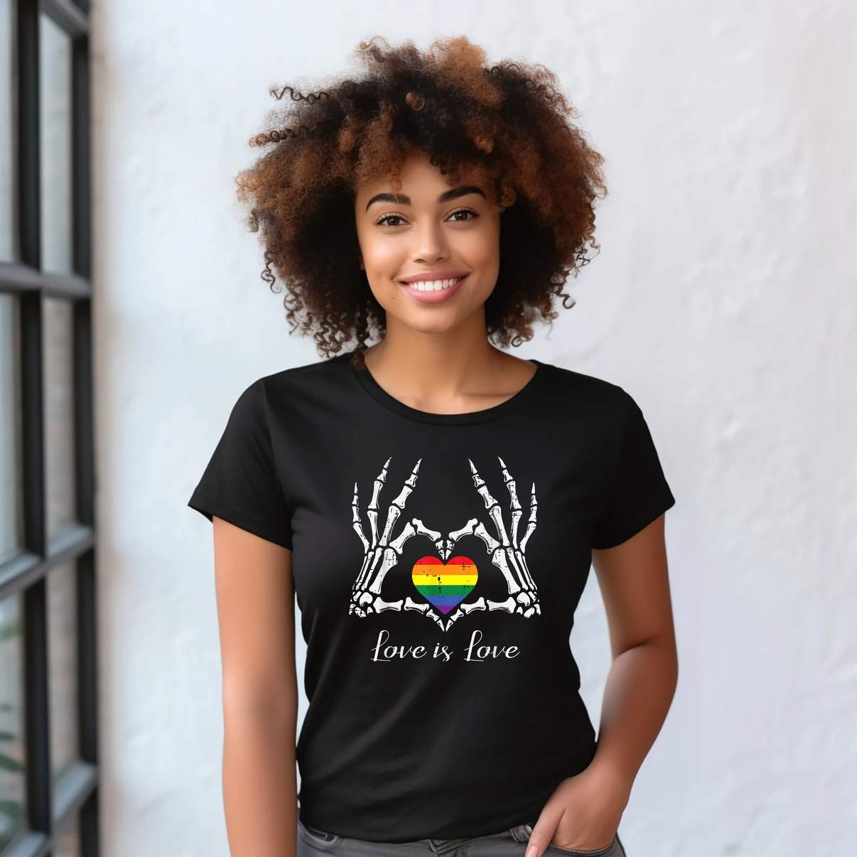 Love Skeleton Heart LGBT Shirt Gay Pride Month LGBTQ Ally Rainbow Graphic Men