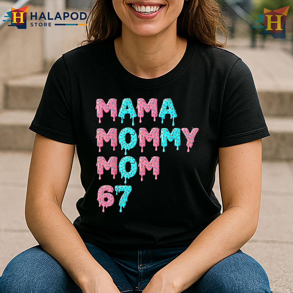 Mama Mommy Mom 67 Donut Birthday Mama T Shirt For 1967 Moms