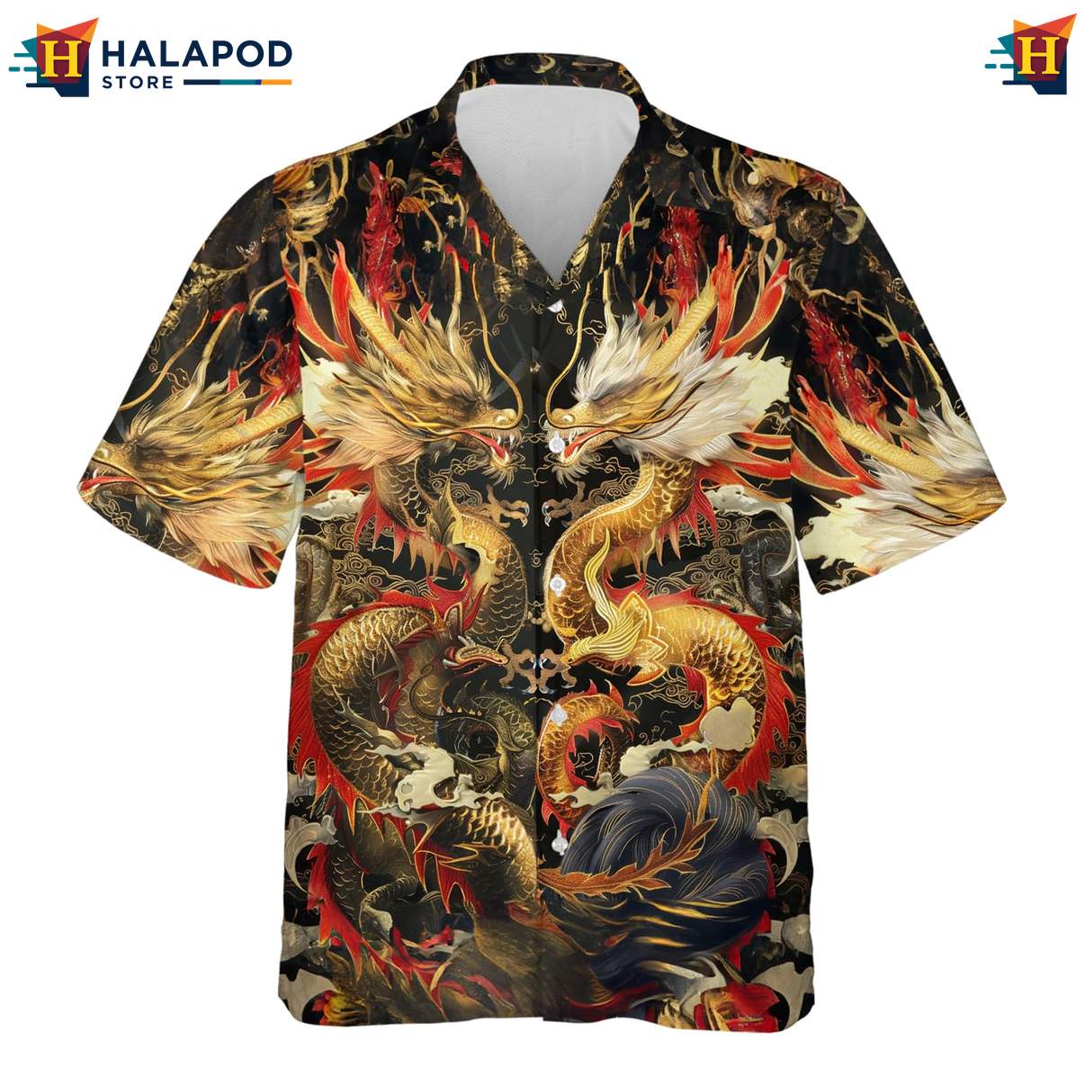 Mens Japanese Warrior Samurai Shirt Casual Hawaiian Beach Button Down Outfit