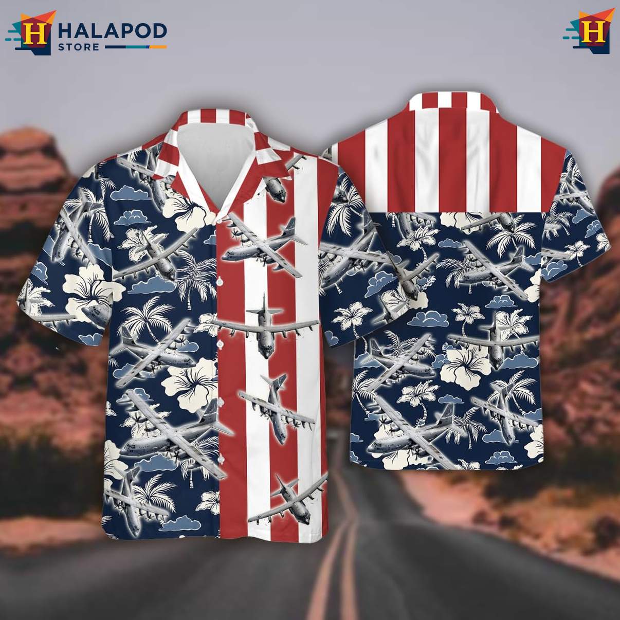 Military Airplane Aloha Shirt Mens Veteran Linen Button Down Beach Outfit