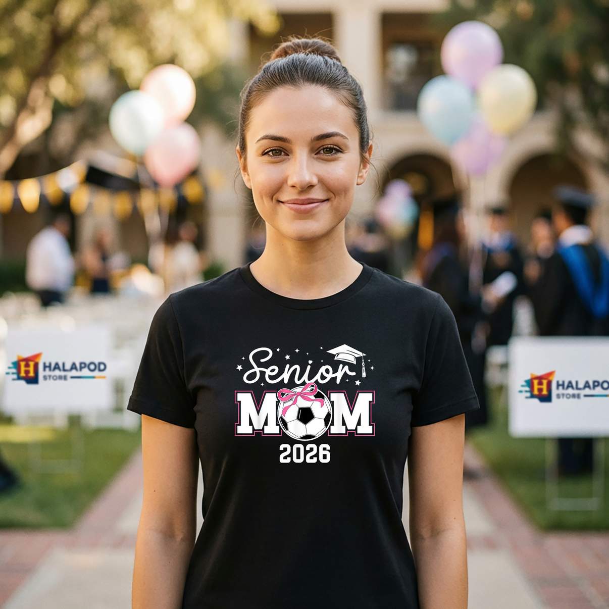 Mom Of A Senior Soccer Player Shirt Class Of 2026 Graduation Graphic For Women