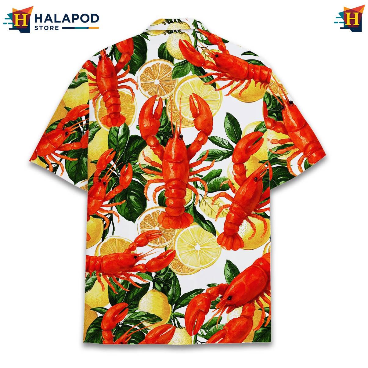 Multicolor Lobster Tropical Shirt Funny Alien UFO Short Sleeve Button Down