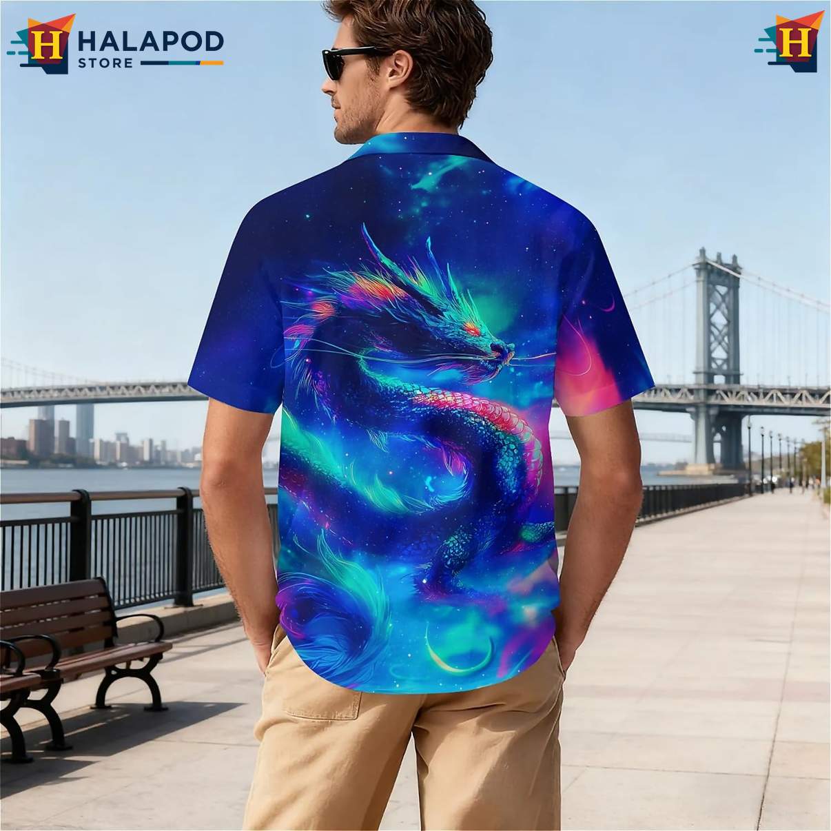 Neon Colorful Dragon Tropical Shirt Tropical Short Sleeve Floral Apparel
