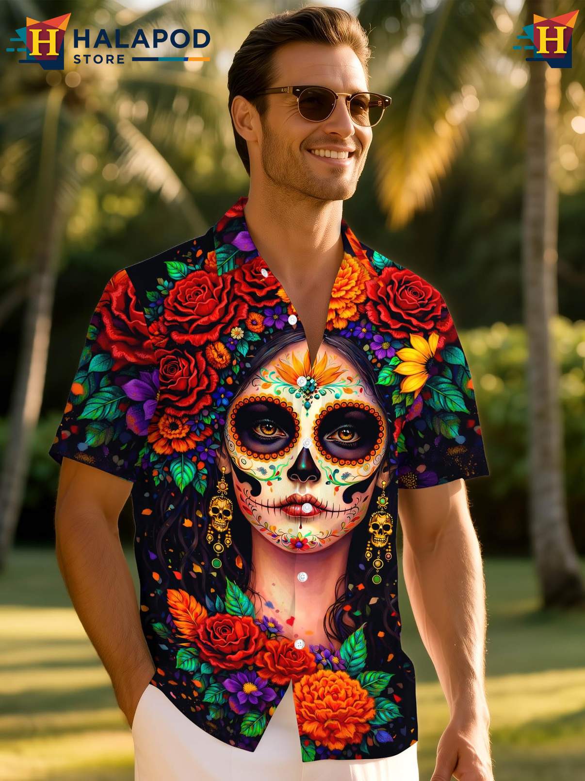 Novelty Tropical Shirt Mens Funny Crazy Graphic Button Down Summer Beach Wear