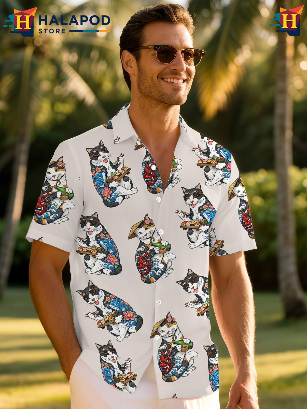Novelty Summer Beach Shirt Mens Hawaiian Funny Crazy Graphic Button Down Top