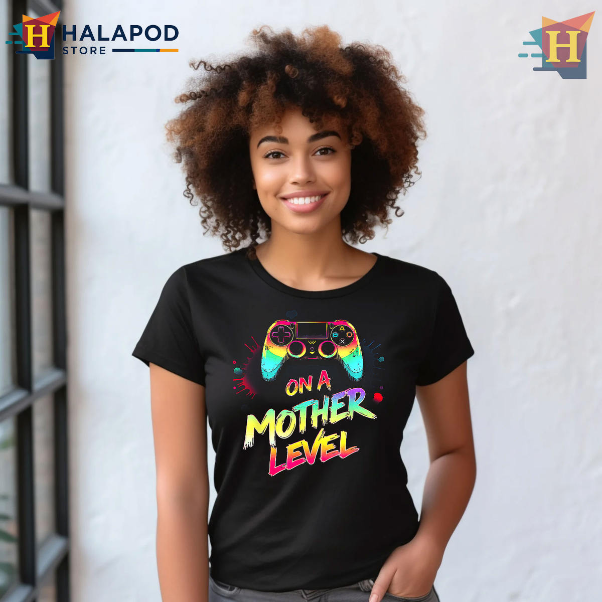 On A Mother Level Gamer Design Funny Mom T Shirts