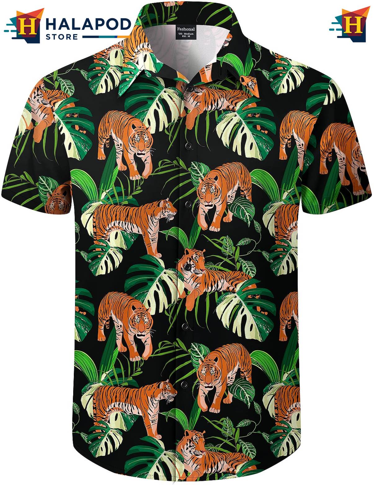 Palm Leaves Tiger Hawaiian Shirt Mens Tropical Beach Button Down Clothing