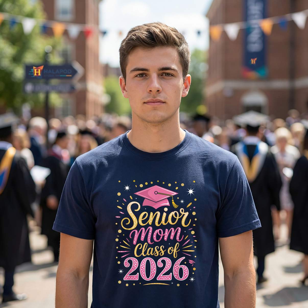 Pink Purple Proud Mama 2026 Tee Shirt Senior Mom Class Of Graduation Graphic Women