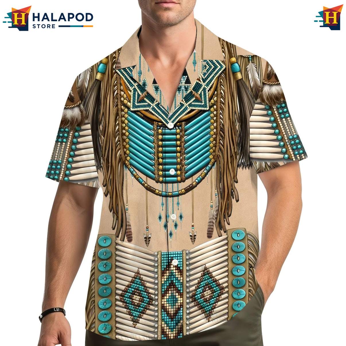 Playful Dolphin Aloha Shirt, Cute Cat Summer Beach Shirt For Men, Tribal Mexican Fiesta Design