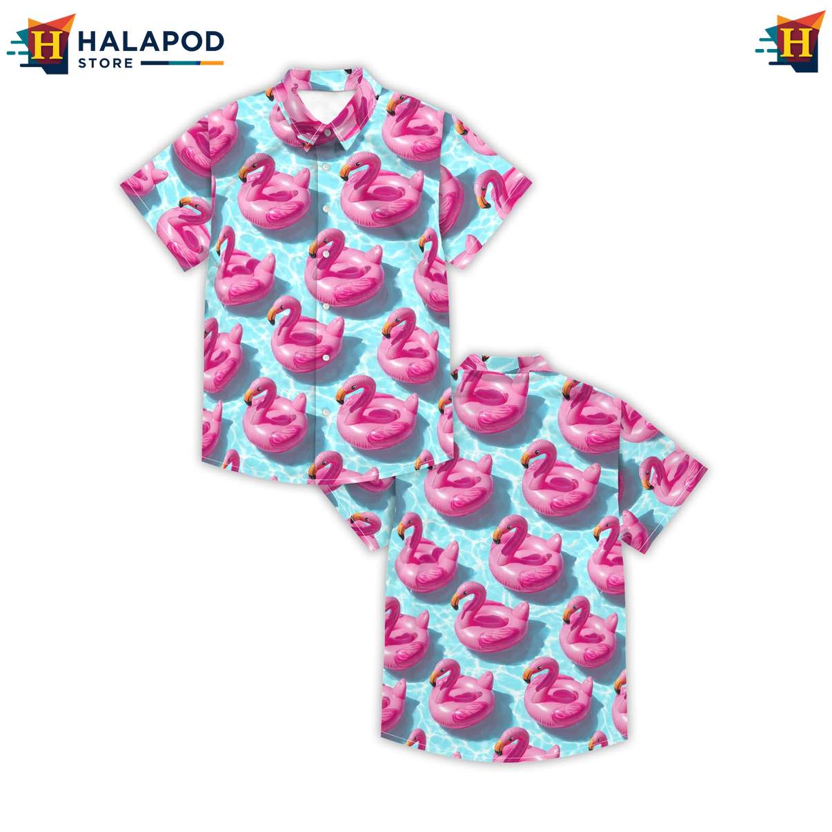 Pool Flamingo Mens Funny Tropical Shirt Retro Graphic Aloha Summer Apparel