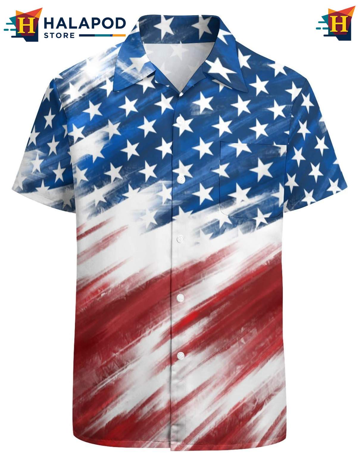 Proud Eagle Aloha Shirt, Patriotic Short Sleeve Button Up Shirt With Vibrant Colors
