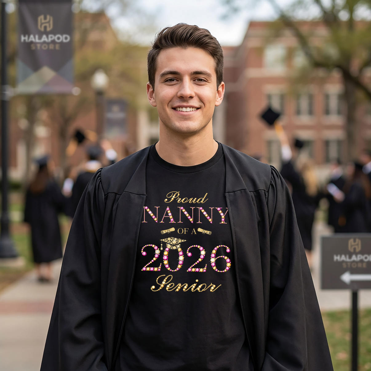 Proud Nanny Of A Senior Graduate Shirt 2026 Graduation Family Fan Apparel Gear
