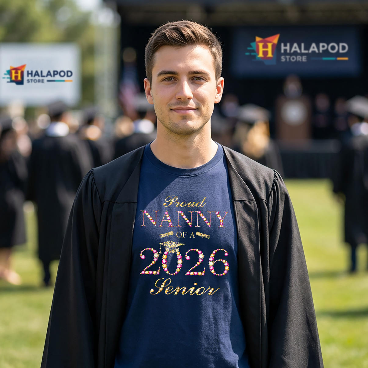 Proud Nanny Of A Senior Graduate T-Shirt 2026 Graduation Family Fan Apparel Gear