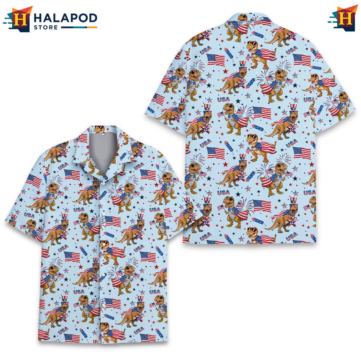 Proud T Rex Tropical Shirt, Usa Flag Design For 4th Of July Celebrations