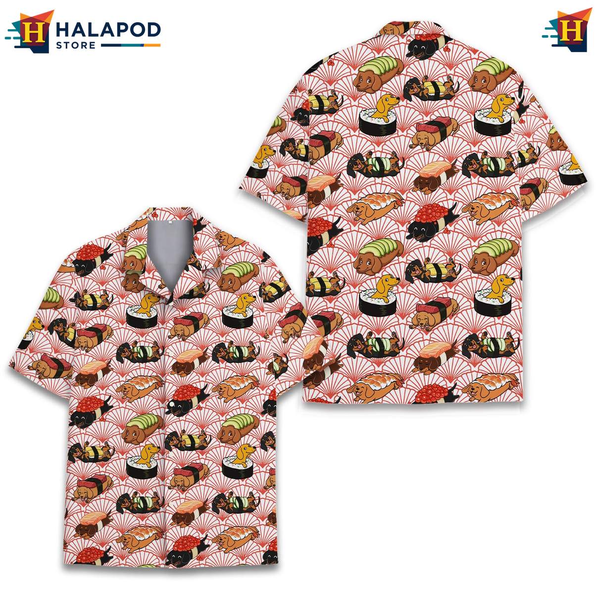 Quirky Dog Sushi Aloha T-Shirt, Playful Summer Shirt For Dog Lovers And Foodies