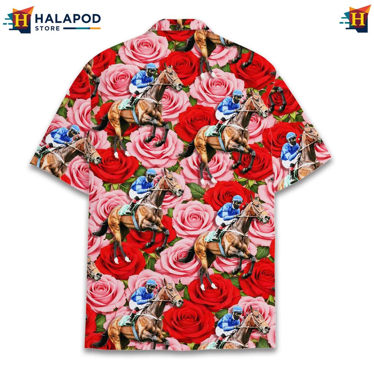 Quirky Horse Aloha TShirt, Vibrant Red Floral Summer Shirt For Beach Parties