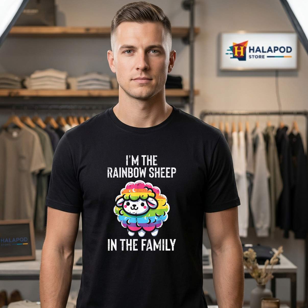 Rainbow Sheep Funny LGBT Tee Shirt Gay Pride Month LGBTQ Ally Graphic Design Men