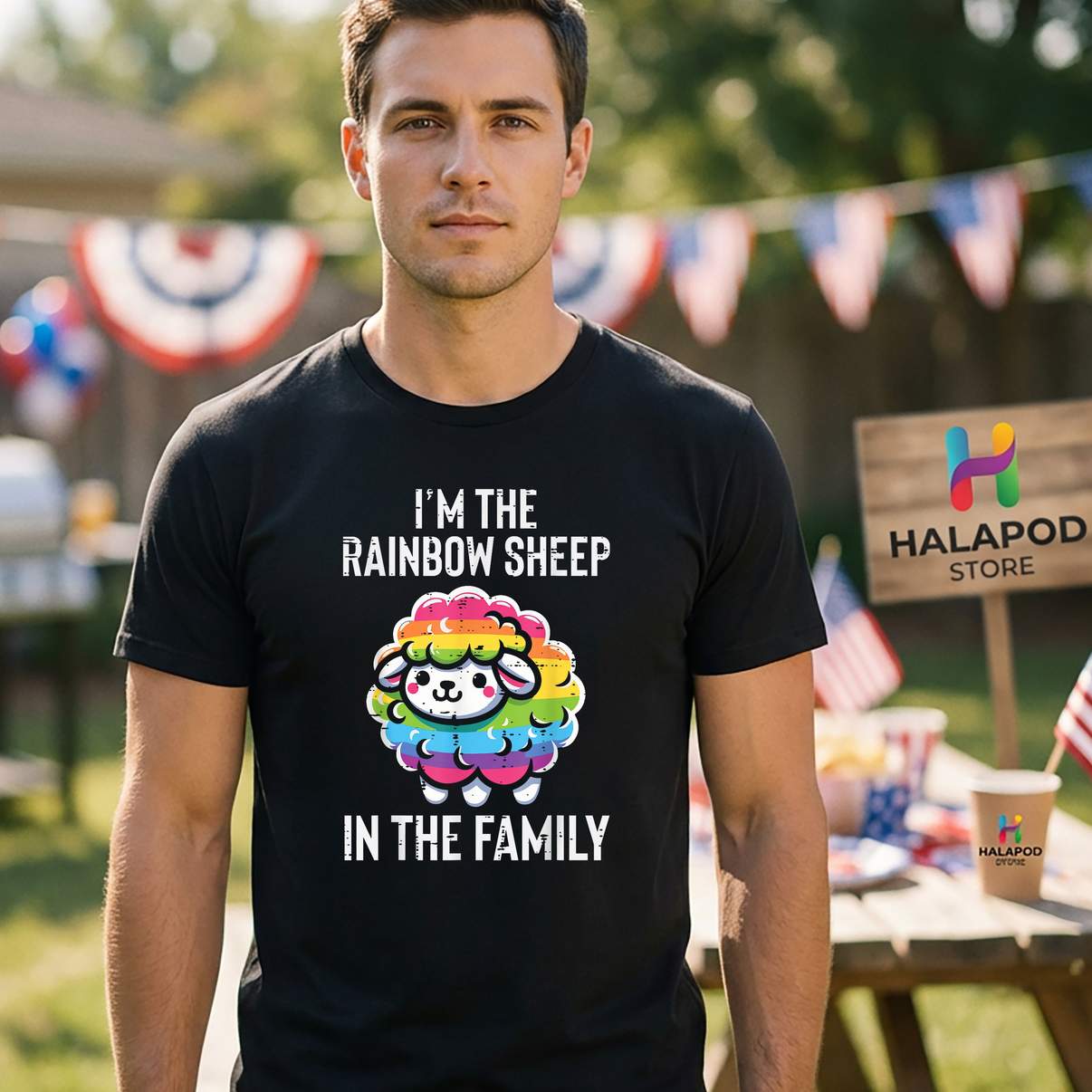 Rainbow Sheep Funny LGBT T-Shirt Gay Pride Month LGBTQ Ally Graphic Design Men