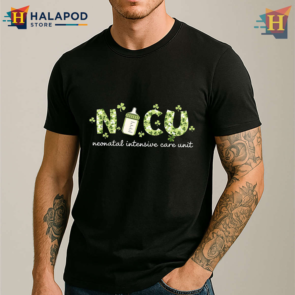 Retro NICU Nurse Clover Women's Saint Patricks Day T Shirts