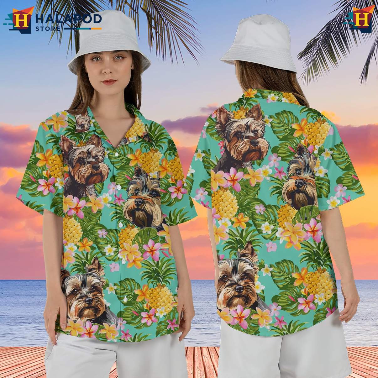 Schnauzer Dog Aloha Shirt Mens Tropical Summer Casual Button Down Outfits