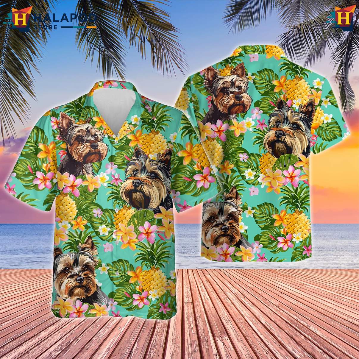 Schnauzer Dog Tropical Shirt Mens Tropical Summer Casual Button Down Outfits