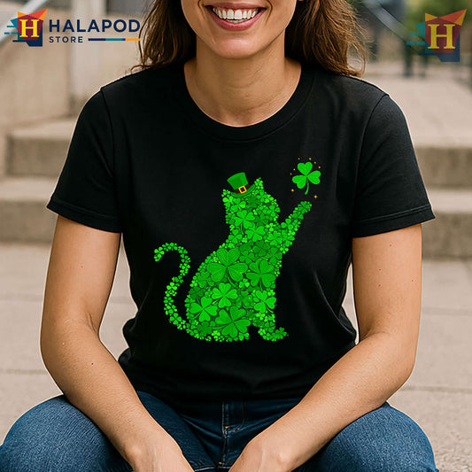 Shamrock Cat Lover Graphic Cute St Patrick Day Shirts