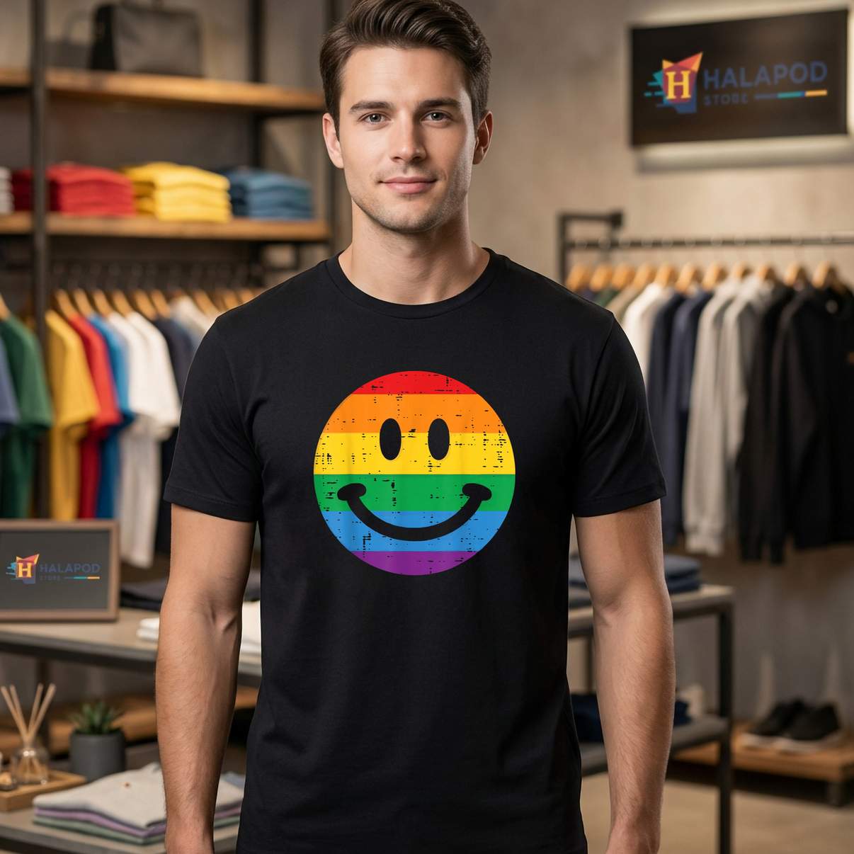 Smile Retro LGBTQ Ally Tee Shirt Gay Pride Month Rainbow Funny Graphic For Womens