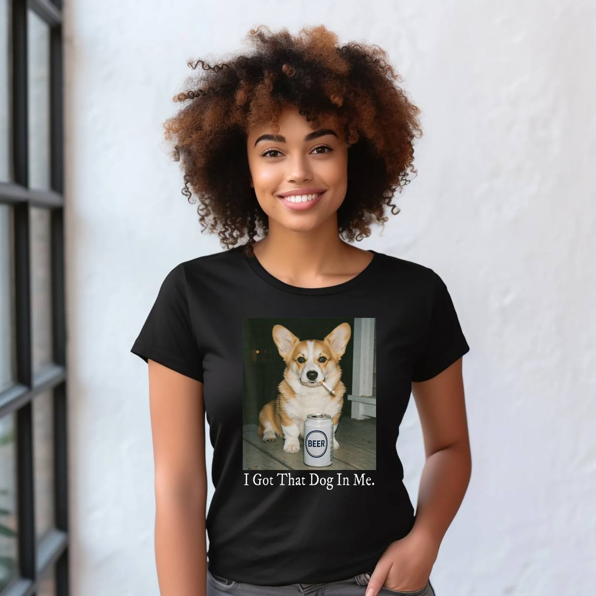 Smoking Beer Corgi Meme Fan Shirt I Got That Dog In Me Funny Graphic Men
