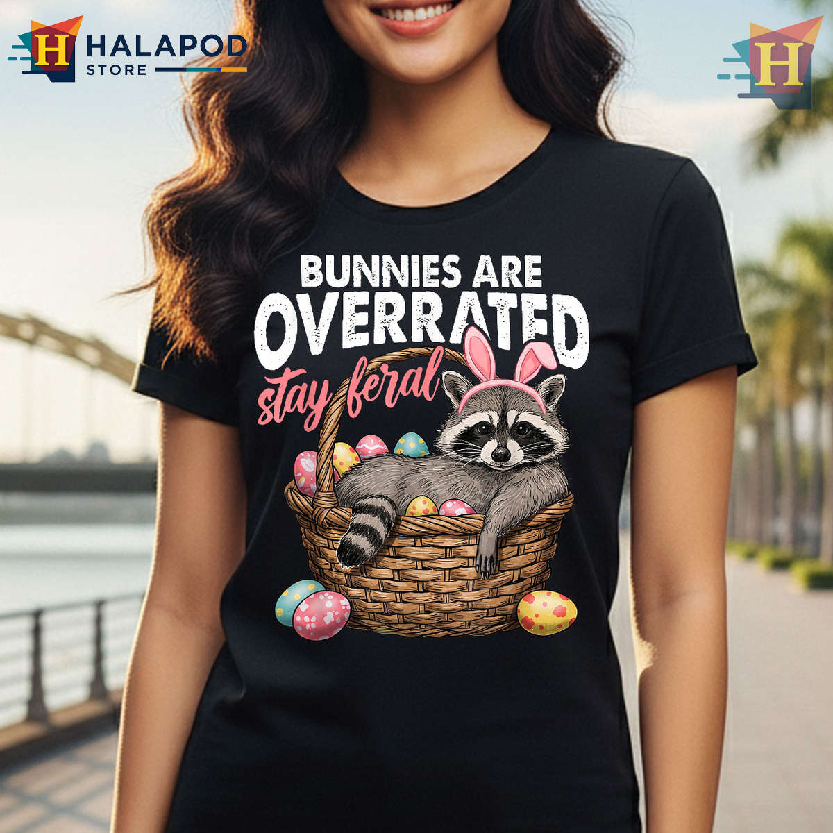 Stay Feral Raccoon Retro Graphic Funny Easter Shirts Vintage Vibes