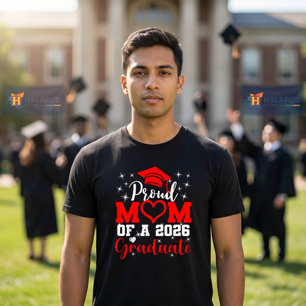 Super Proud Mom 2026 T-Shirt Senior Graduate Graduation Family Graphic For Mens
