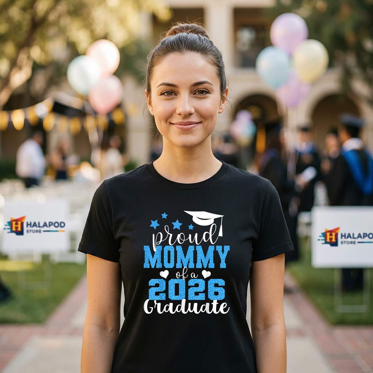 Super Proud Mommy 2026 Tee Shirt Senior Graduate Graduation Family Graphic Womens