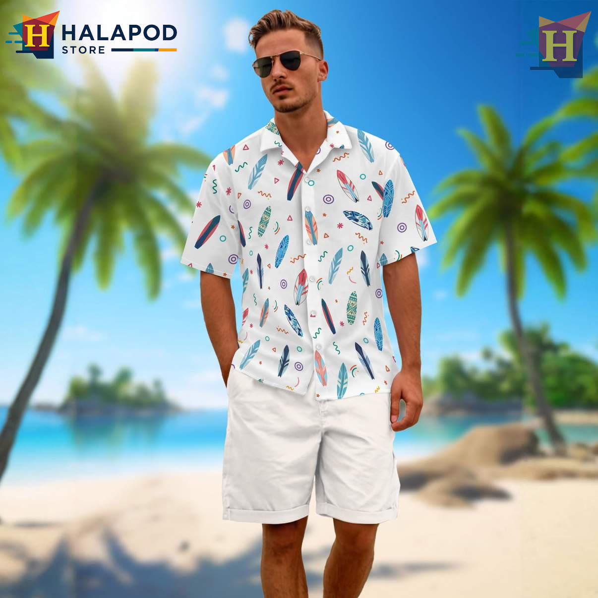 Surfboards Hawaiian Shirt For Men Tropical Beach Summer Holiday Party Outfit  – HalaPODStore