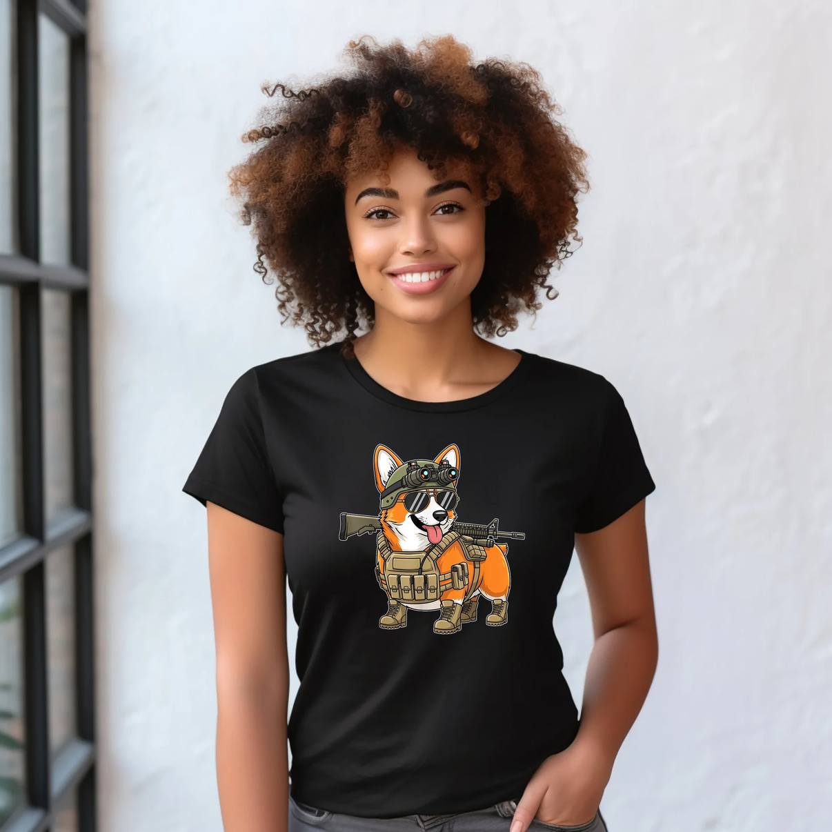 Tactical Corgi Dog Breed Shirt Warrior Animal Pun Meme Graphic For Mens