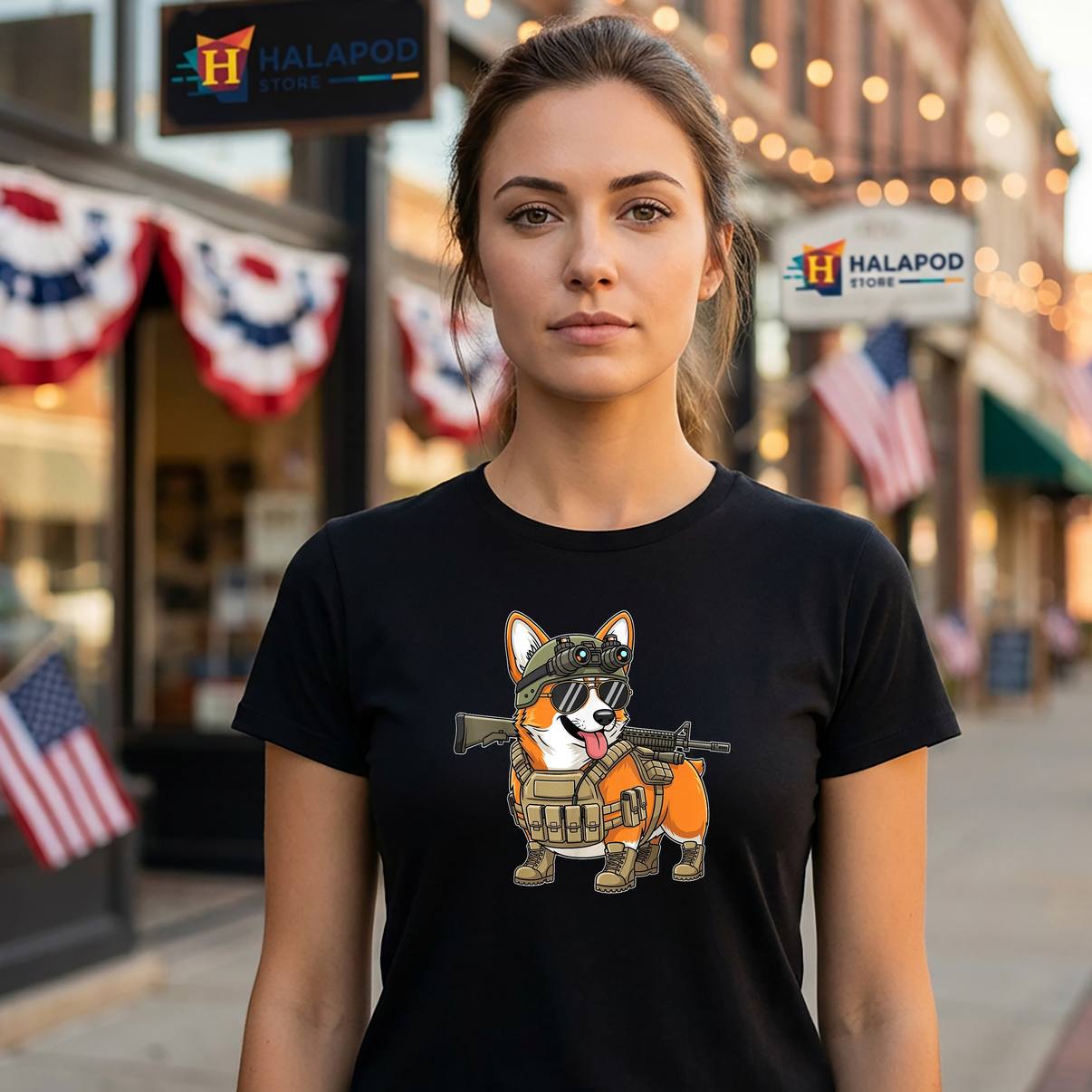 Tactical Corgi Dog Breed TShirt Warrior Animal Pun Meme Graphic For Mens