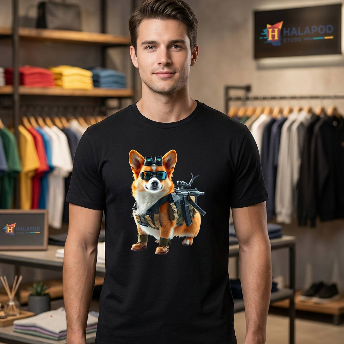 Tactical Corgi Humor Fan Tee Shirt Dog Lovers Graphic Design Apparel For Mens