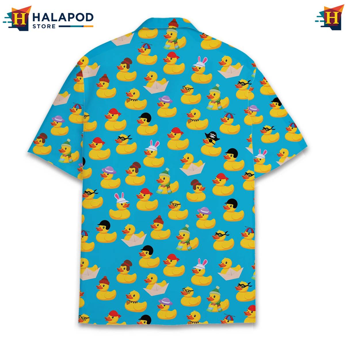 Teal Duck Funny Short-sleeve button-up shirt Alien UFO Short Sleeve Button Down Apparel