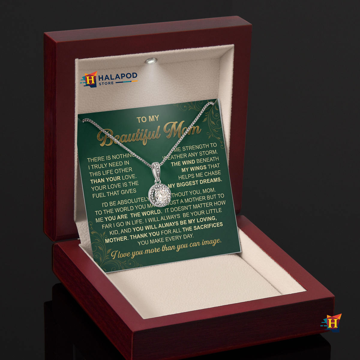 To My Beautiful Mom - Weather Any Storm Message Card Pendant - Mothers Day 2026