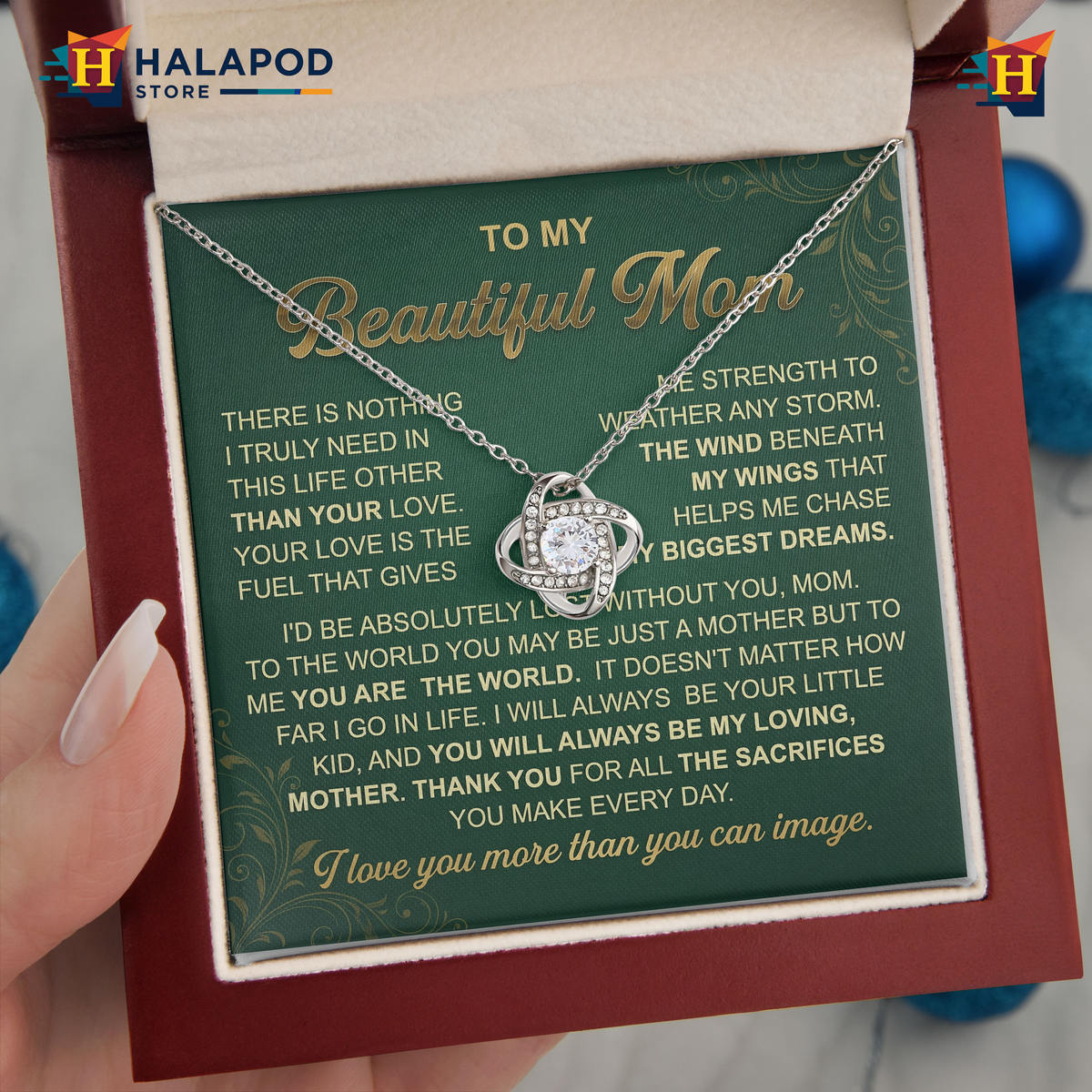 To My Beautiful Mom - Weather Any Storm Message Card Jewelry - Mothers Day 2026