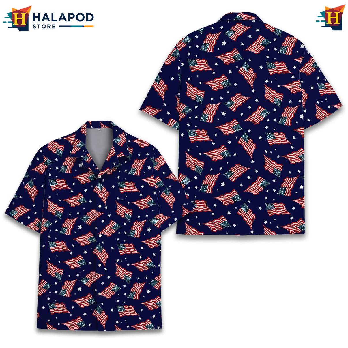 USA Flag Patriotic Short-sleeve button-up shirt Mens 4th Of July Button Down Short Sleeve