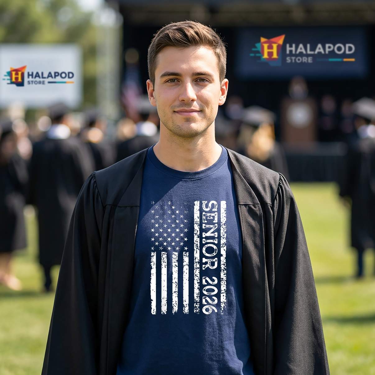 USA Flag Senior Class Of 2026 Shirt Patriotic American Graduation Graphic Men