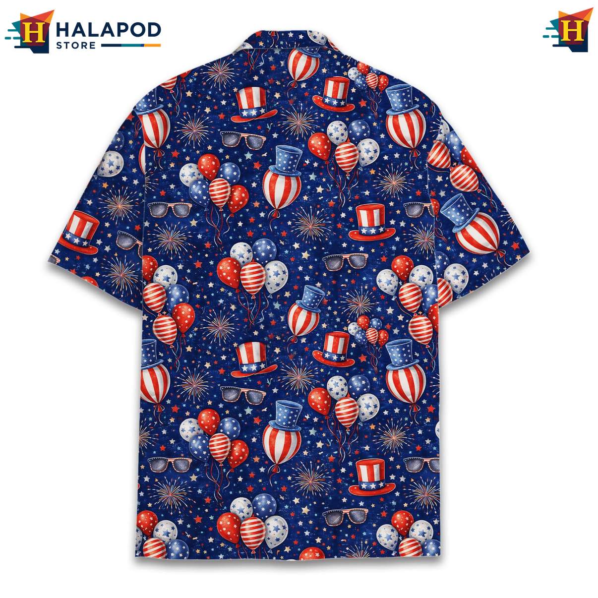 Vibrant Patriotic Aloha TShirt, Usa Flag Design Short Sleeve Button Down Shirt For 4th Of July