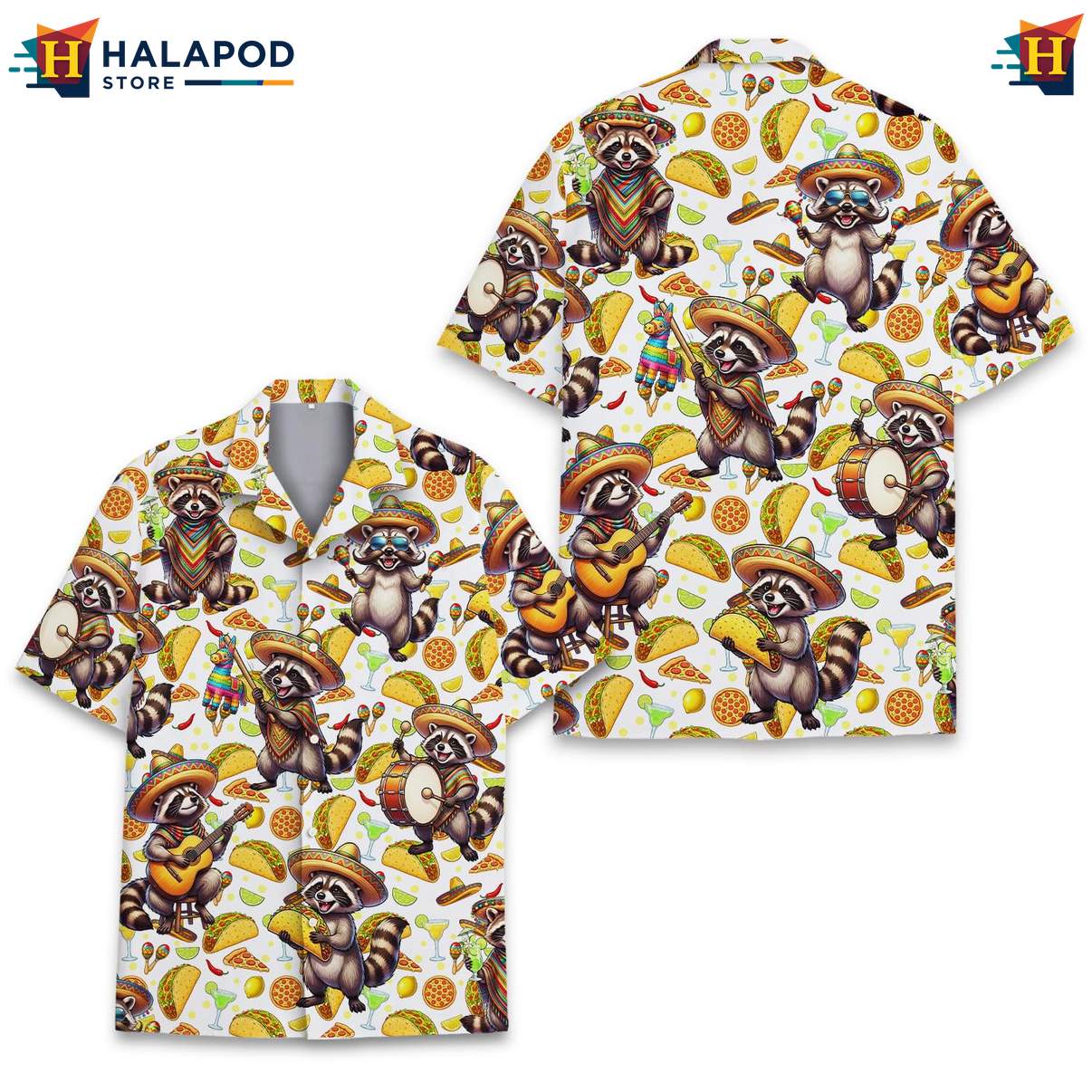 Vibrant Raccoon Tropical Shirt, Cute Taco Design For Summer Beach Fun