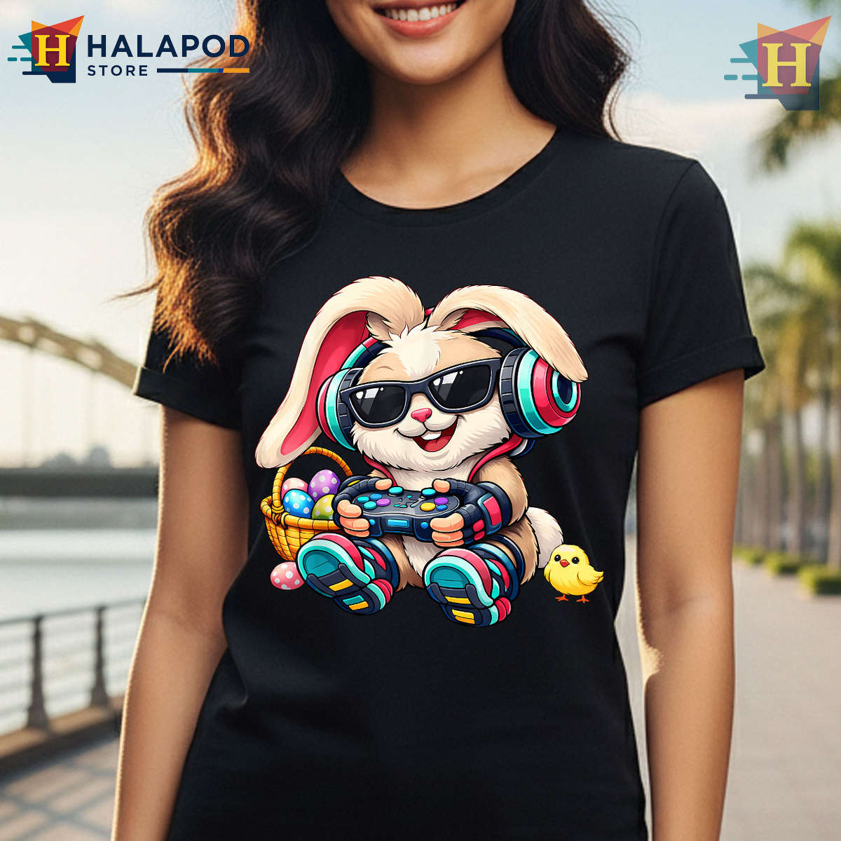 Video Game Bunny Happy Easter Gamer Easter Shirts For Boys