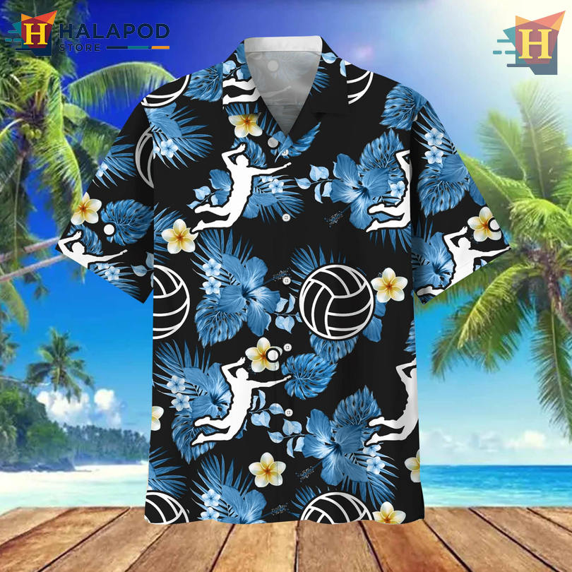 Volleyball Nature Art Matching Hawaiian Shirt Tropical Blue Beach Team Style