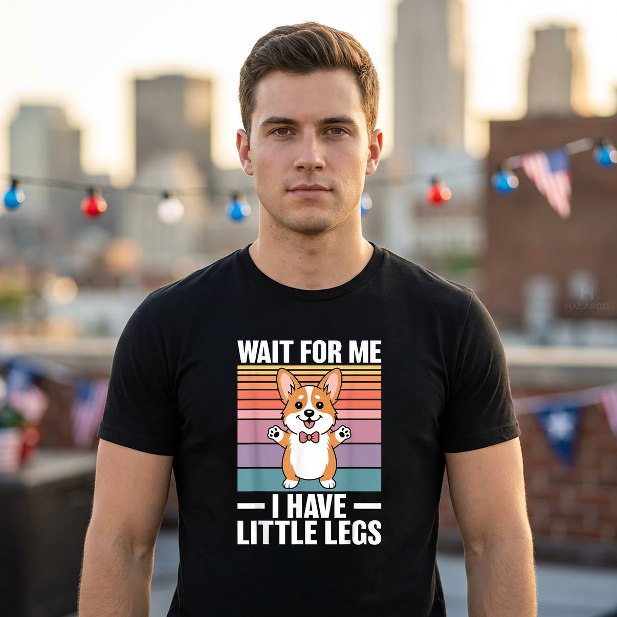 Wait For Me I Have Little Legs Tee Shirt Funny Corgi Dog Graphic Apparel Men